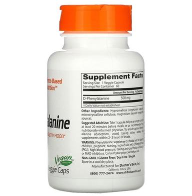 Doctor's Best D-Phenylalanine 500mg Veggie Capsule | For Healthy Mood