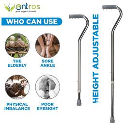 Entros KL928 Adjustable Aluminium Single Leg Walking Stick Silver