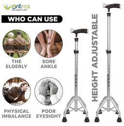 Entros KL946L Premium 4 Leg Straight Walking Stick with Support