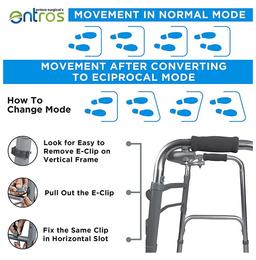 Entros SC4025 Portable Light Weight Aluminium Height Adjustable Foldable Walker