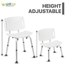 Entros SC6005 Premium Hight Adjustable Commode Shower Chair White