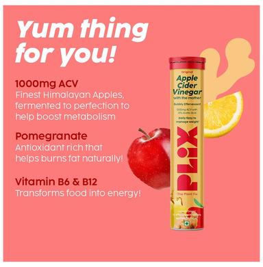 Plix Original Apple Cider Vinegar with the Mother Effervescent Tablet (15 Each) Lemon Ginger