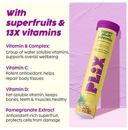 Plix Super Multi Vitamin Bubbly Effervescent Tablet Pineapple Twist