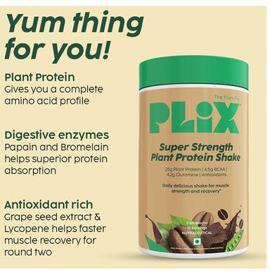Plix Super Strength Plant Protein Powder Cafe Mocha