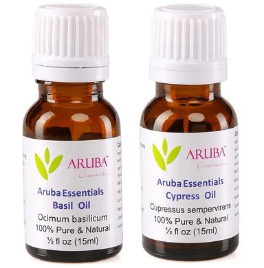 Aruba Essentials Combo Pack of Basil Oil & Cypress Oil (15ml Each)