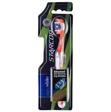 Aquawhite Advanced Stain Removing Cup Bristles Starcop Toothbrush Orange