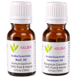Aruba Essentials Combo Pack of Basil Oil & Geranium Oil (15ml Each)