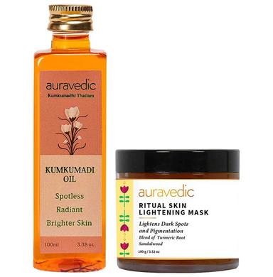 Auravedic Combo Pack of Kumkumadi Oil (100ml) & Ritual Skin Lightening Mask (100gm)