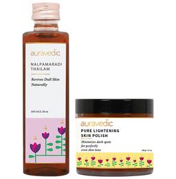 Auravedic Combo Pack of Nalpamaradi Thailam 100ml & Pure Lightening Skin Polish 100gm