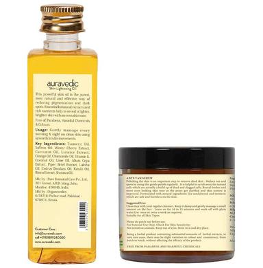 Auravedic Combo Pack of Skin Lightening Oil (100ml) & Pure Lightening Skin Polish (100gm)