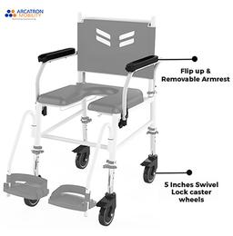 Arcatron Mobility Frido Prime Assistant Propelled Shower Commode Wheelchair Black
