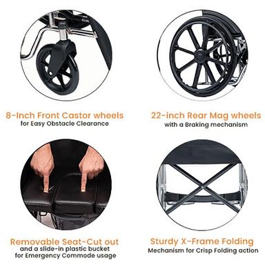 Arcatron Mobility FSC100 Foldable Commode Wheelchair