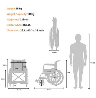 Arcatron Mobility FSS100 Foldable Wheelchair