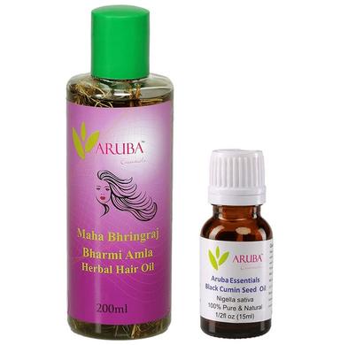 Aruba Essentials Combo Pack of Herbal Hair Oil 200ml and Cumin Seed Oil