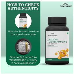 Aravi Organic Calcium + Magnesium + Zinc with D3 & B12 Tablet