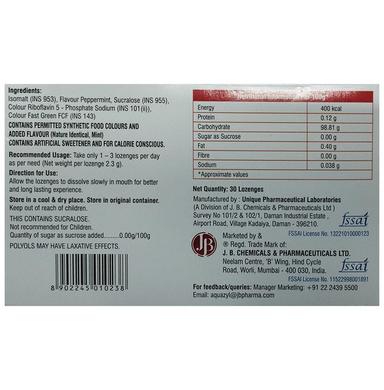 Aquazyl Isomalt Lozenges Sugar Free Mint