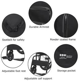 Antara Wheel Assist Wheelchair Black